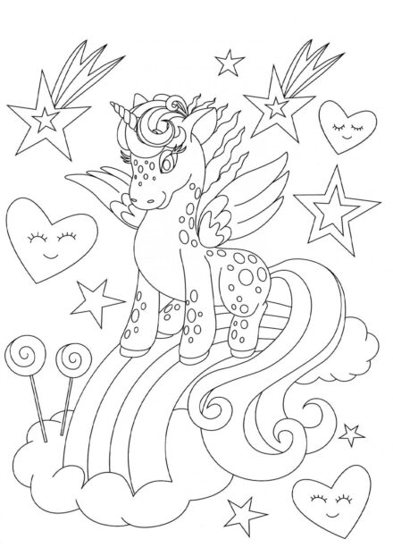 Dibujo para Colorear: Unicornio con Manchas