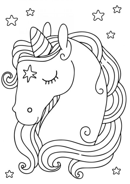 Dibujo para Colorear: Hermoso Pequeño Unicornio