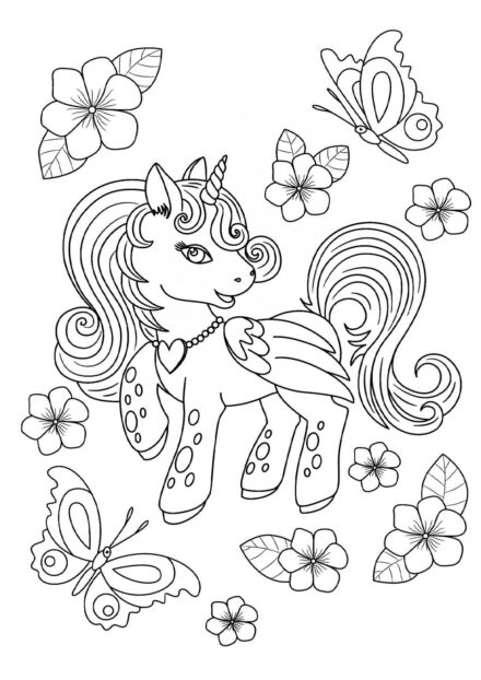 Dibujo para Colorear: Unicornio Trottando