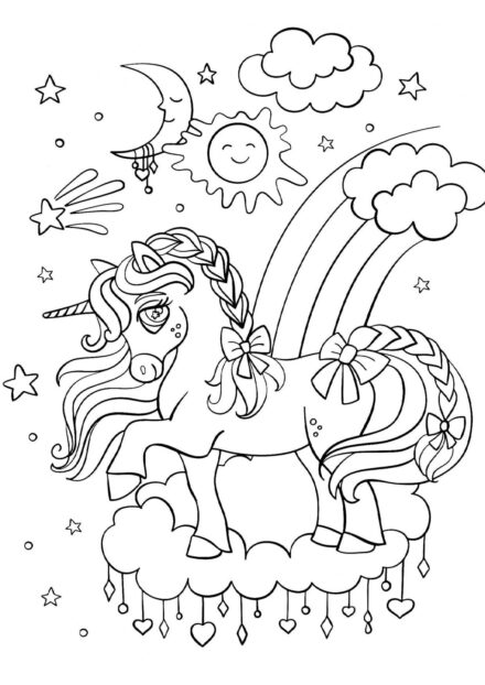 Dibujo para Colorear: Maravilloso Pequeño Unicornio