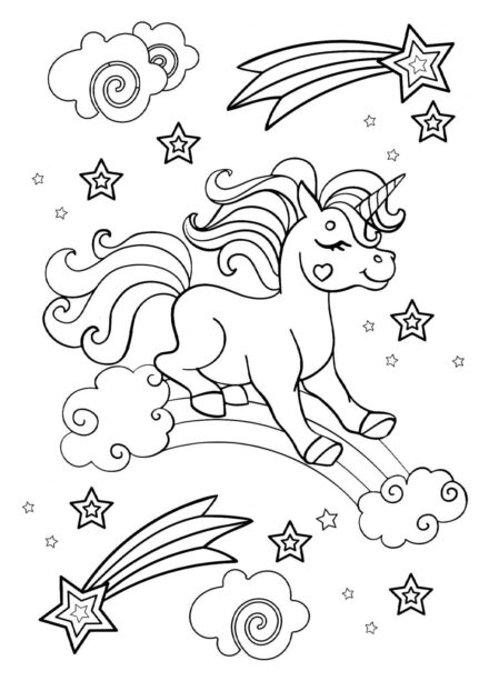 Dibujo para Colorear: Unicornio Galopante