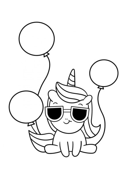 Dibujo para Colorear: Unicornio Genial