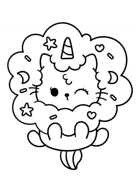 Dibujo para Colorear: Unicornio en una Nube