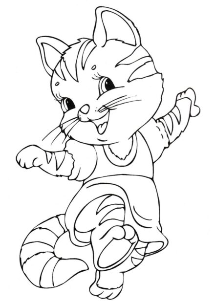 Dibujo para Colorear: Gato Bailarín