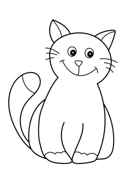 Dibujo para Colorear: Gato Sonriente