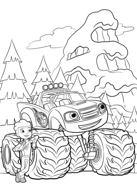 Blaze y AJ en el Bosque Dibujos para Colorear