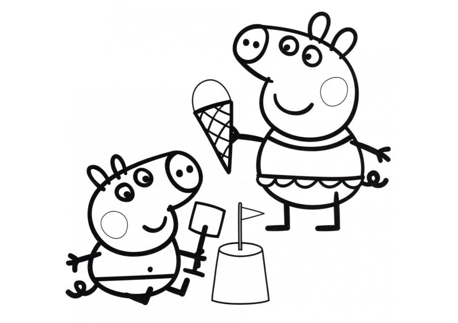 Dibujo para Colorear de Peppa Pig y George