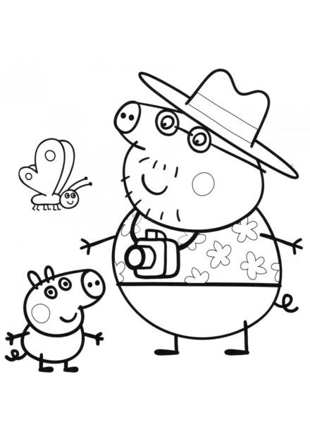 Dibujo para Colorear de Papá Pig y George