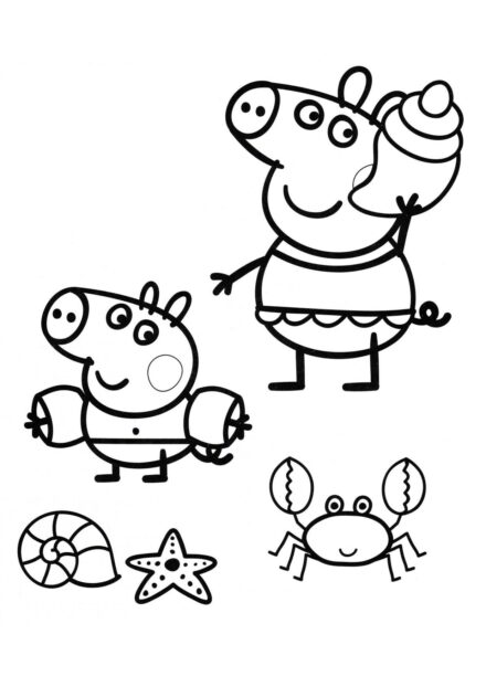 Dibujo para Colorear de Peppa Pig y su Hermano George