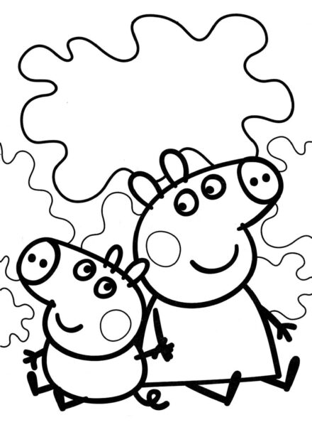 Dibujo para Colorear de Peppa Pig y Su Hermano