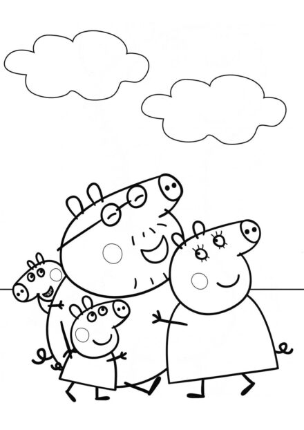 Dibujo para Colorear de la Feliz Familia Pig