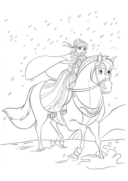 Dibujo para Colorear de Anna a Caballo