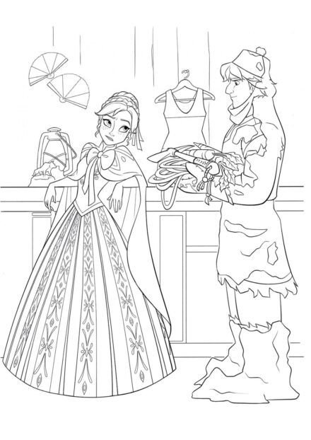 Dibujo para Colorear de Anna Conociendo a Kristoff