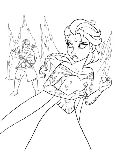 Dibujo para Colorear de Hans Capturando a Elsa