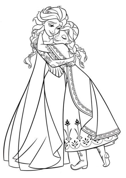 Dibujo para Colorear de Anna y Elsa Juntas de Nuevo