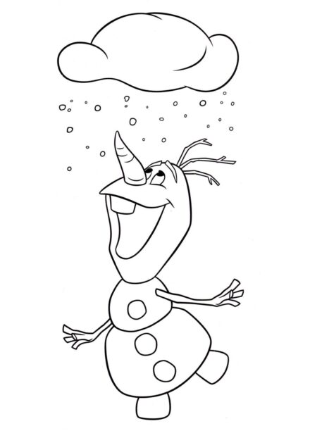 Dibujo para Colorear de Olaf Disfrutando de la Nieve