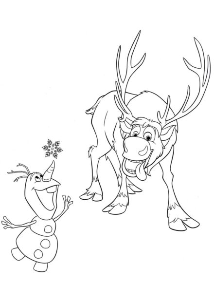 Dibujo para Colorear de Sven y Olaf