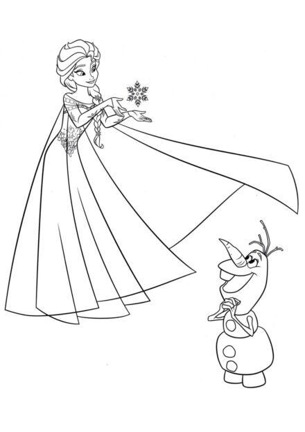 Dibujo para Colorear de Olaf Admirando a Elsa