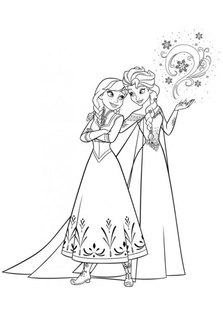 Dibujo para Colorear de Anna y Elsa