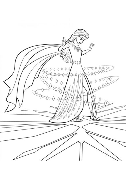 Dibujo para Colorear de Elsa en Tierra Encantada