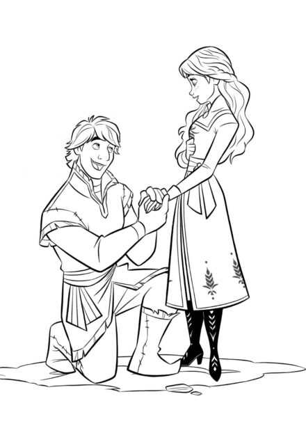 Dibujo para Colorear de Kristoff Proponiendo a Anna