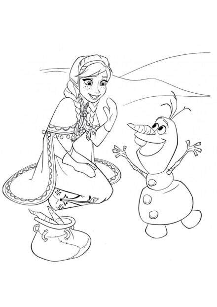 Dibujo para Colorear de Anna y Olaf