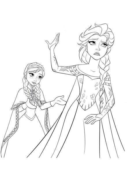 Dibujo para Colorear de Anna Suplicando a Elsa