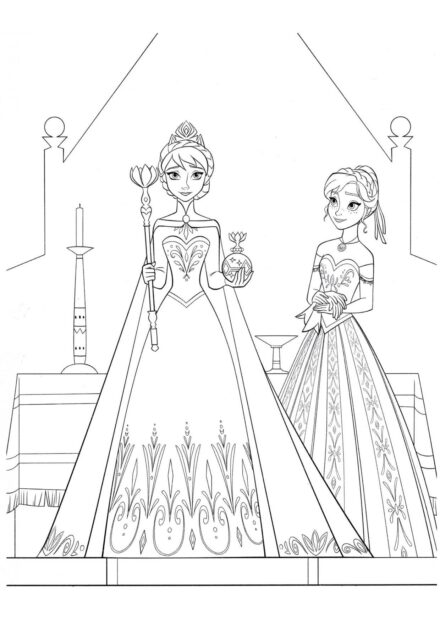 Dibujo para Colorear de la Coronación de Elsa