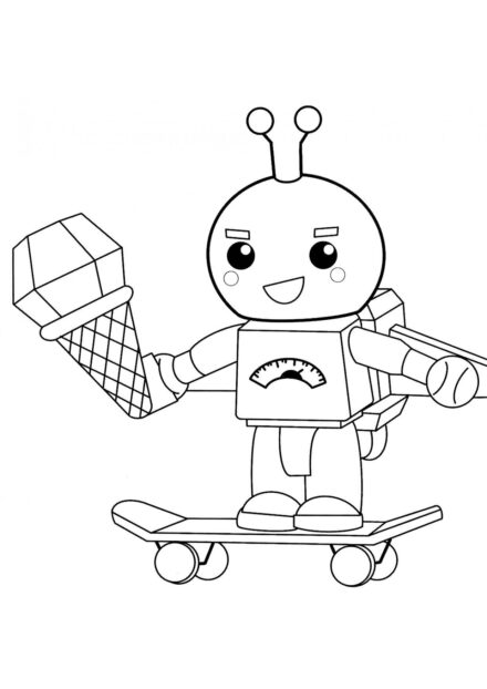 Dibujo para Colorear: Bibo el Robot con Helado