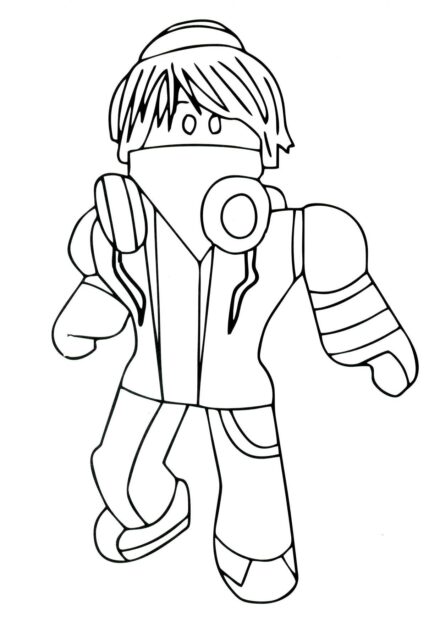 Dibujo para Colorear: Skin de Roblox con Auriculares