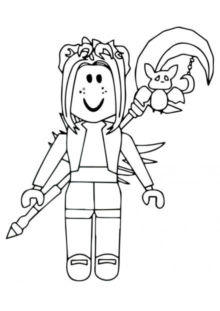 Dibujo para Colorear: Chica Guerrera de Roblox