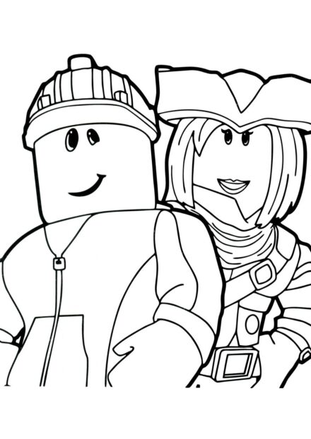 Dibujo para Colorear: Builderman con Chica