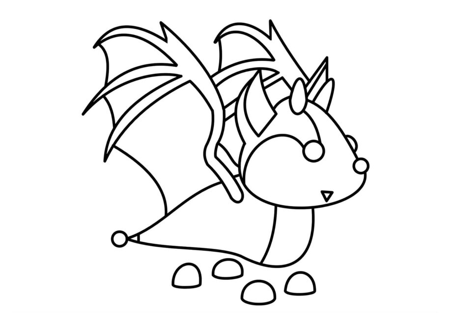 Dibujo para Colorear: Dragón Murciélago de Roblox Adopt Me