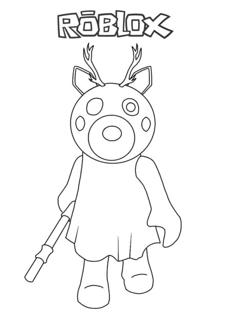 Dibujo para Colorear: Cerdito Espeluznante de Roblox