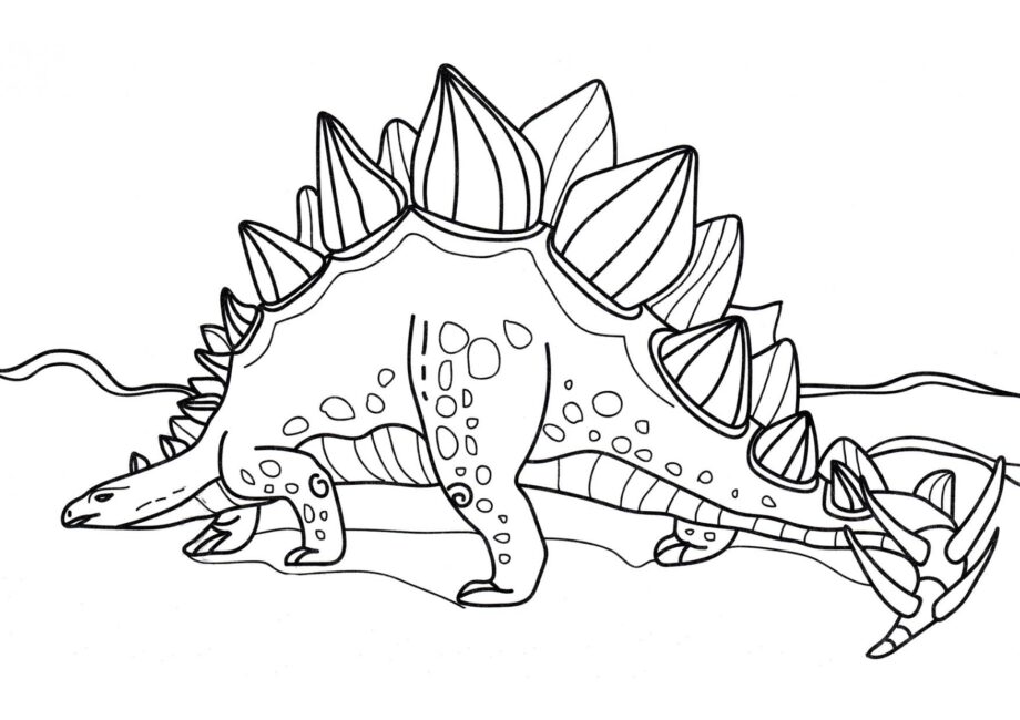 Dibujo para Colorear de Stegosaurus Paseando