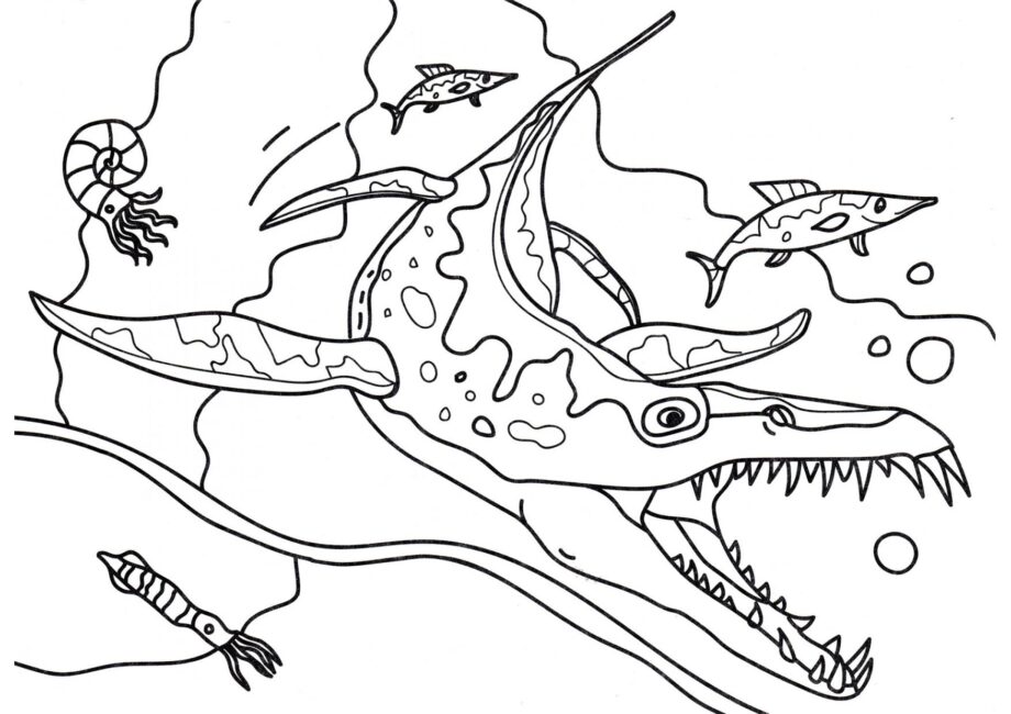 Dibujo para Colorear de Liopleurodon en el Agua