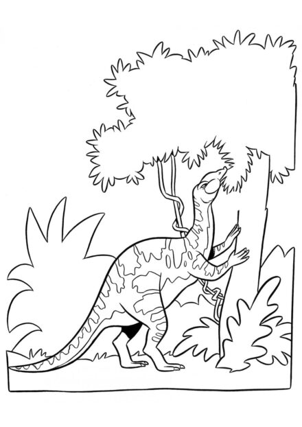 Dibujo para Colorear de Heterodontosaurus Comiendo Hojas