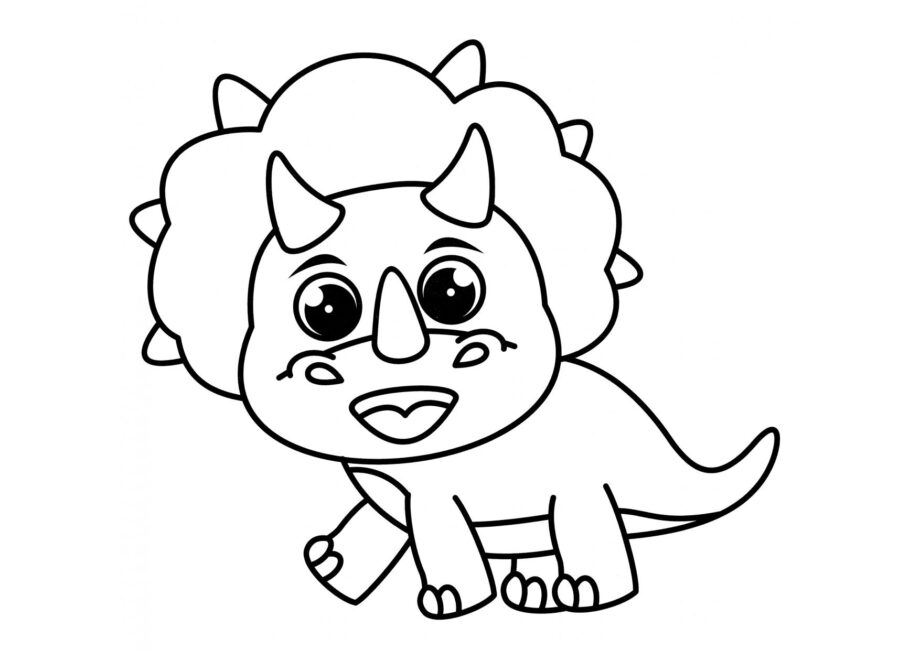 Dibujo para Colorear de Triceratops Lindo