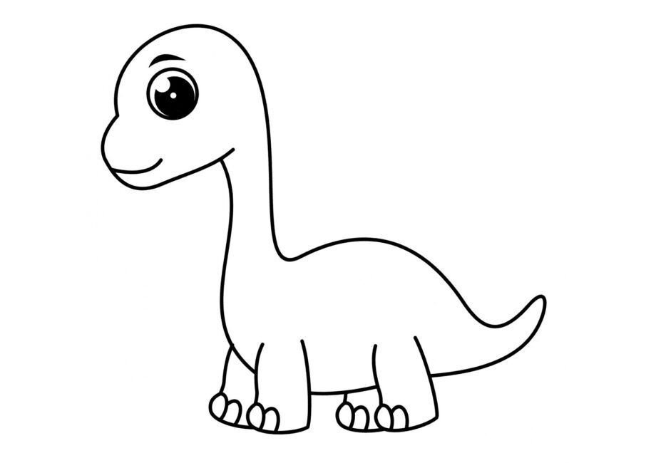 Dibujo para Colorear de Diplodocus Amistoso