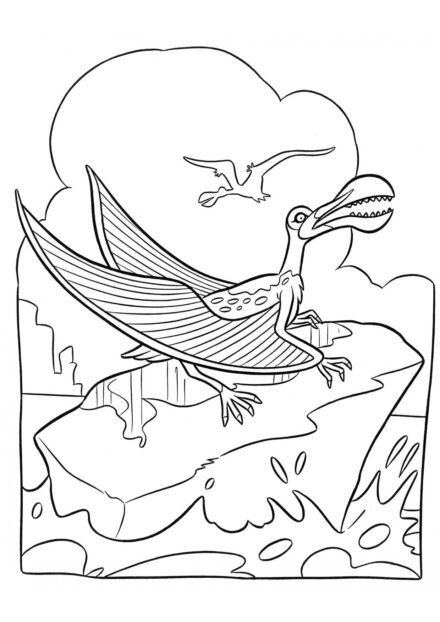 Dibujo para Colorear de Ornithocheirus en un Iceberg