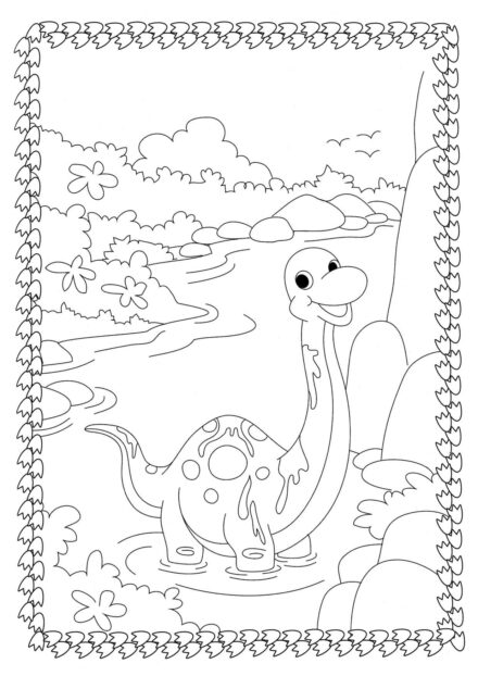 Dibujo para Colorear de Pequeño Diplodocus