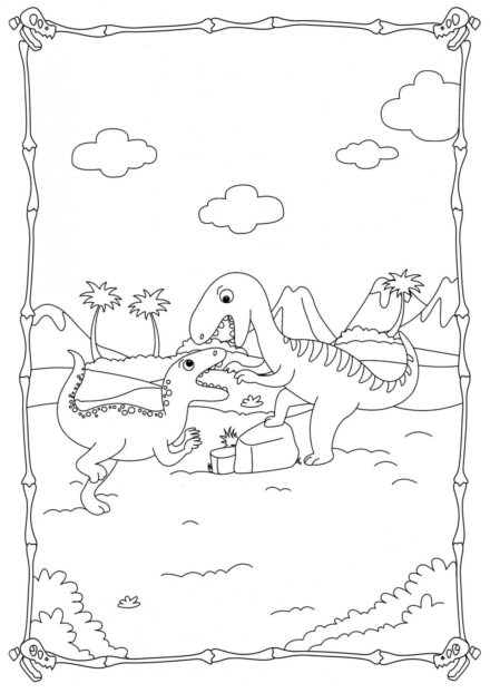 Dibujo para Colorear de Polluelos de Velociraptor