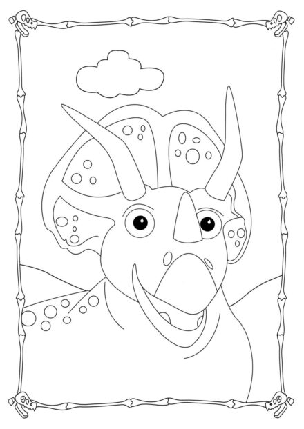 Dibujo para Colorear de Triceratops Divertido