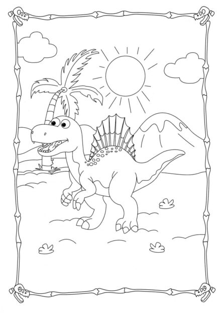 Dibujo para Colorear de Spinosaurus Tomando el Sol