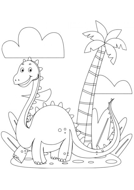 Dibujo para Colorear de Dinosaurio Bebé Apatosaurus