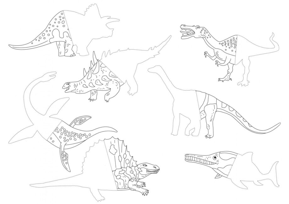 Dibujo para Colorear de Diferentes Dinosaurios